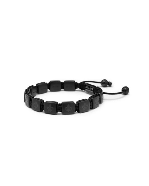Nialaya `s ceramic flatbead bracelet in matte black für Herren