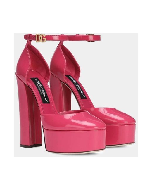 Dolce & Gabbana Pink Polished Calfskin Platforms