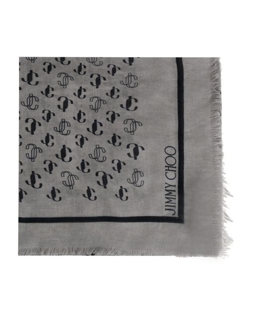 Jimmy Choo Gray Monogram Scarf