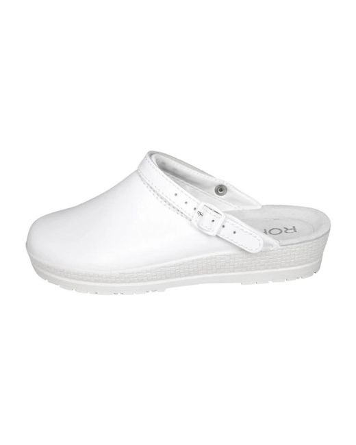 Rohde Schoenen ,Wit ,Leer Klassieke Leren Klomp Voor in het White