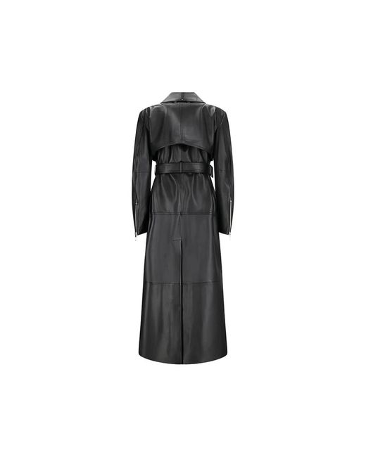 Sportmax Black Belted Leather Coat