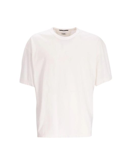 C P Company Boxy Logo T-Shirt in White für Herren