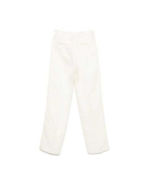 Straight Trousers PT Torino de color White