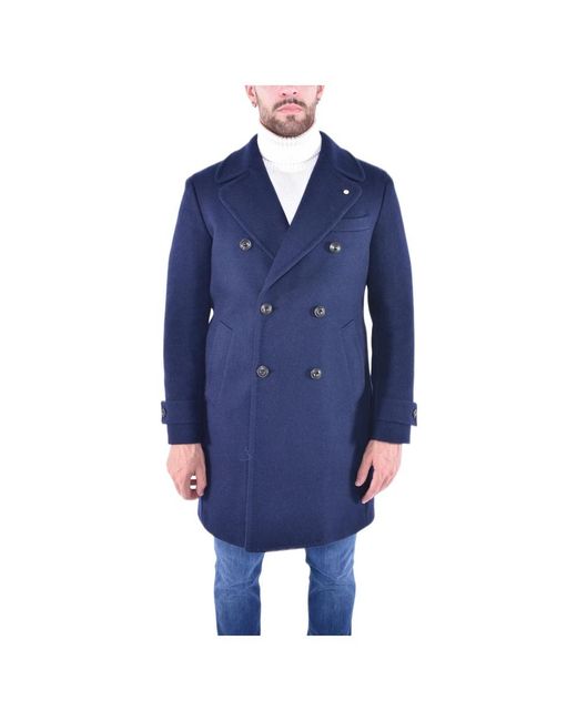 L.b.m. 1911 L.B. 1911, ,Jassen ,Blauw ,Wol Wollen Dubbelborstige Jas in het Blue voor heren