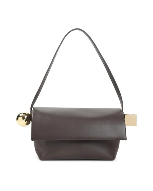 Jacquemus Bruine Leren Handtas Met Gouden Details in het Gray