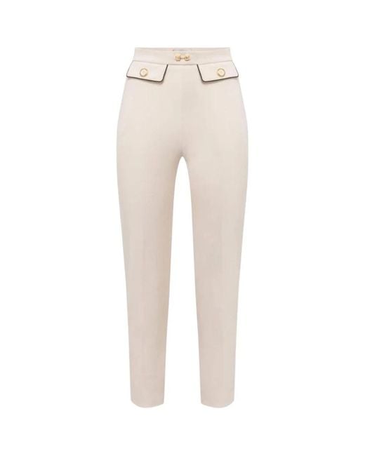 Slim-Fit Trousers Elisabetta Franchi en coloris Natural