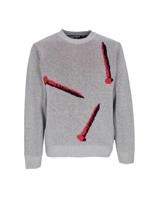 Iuter Gray Round-Neck Knitwear for men