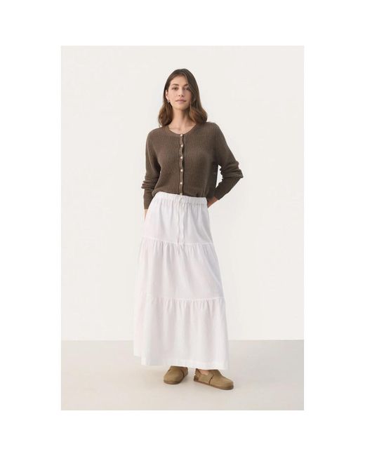 Part Two Rokken ,Wit ,Katoen Witte Ruche Rok Met Elastische Taille in het White