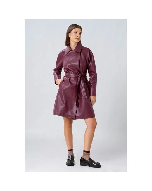 Kocca Jassen ,Rood ,Leer Trench Aravarax in het Purple