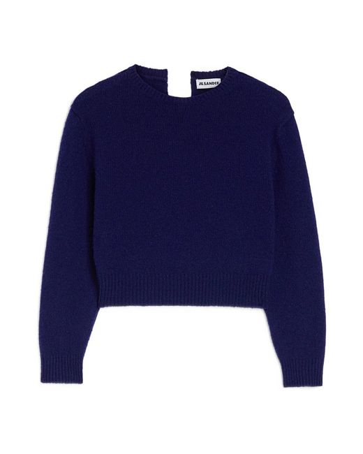 Jil Sander Blue Cropped Wollpullover