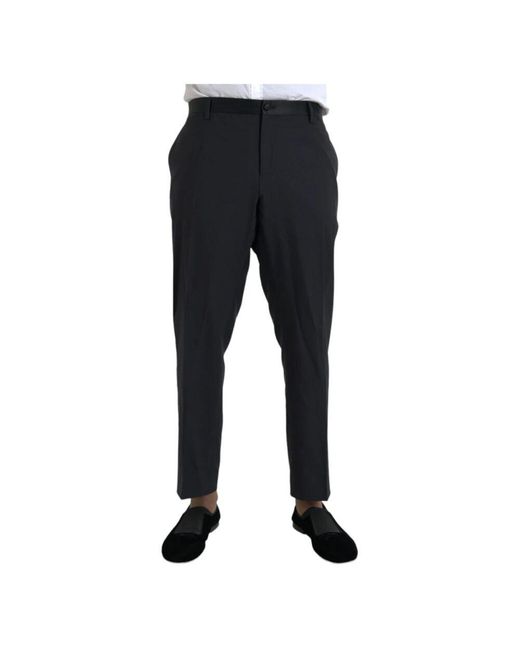 Dolce & Gabbana Blaue wolle skinny dress hose in Black für Herren