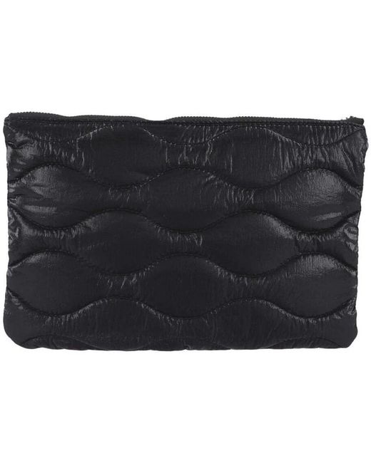 Blauer Tassen ,Zwart ,Wave Puffer Stof Clutch Met Strass Logo in het Black