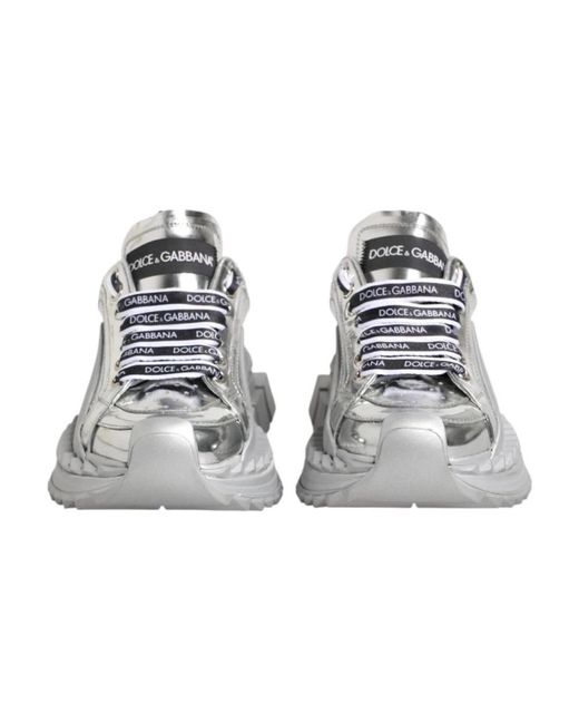Dolce & Gabbana Gray Leather Super Queen Sneakers Shoes