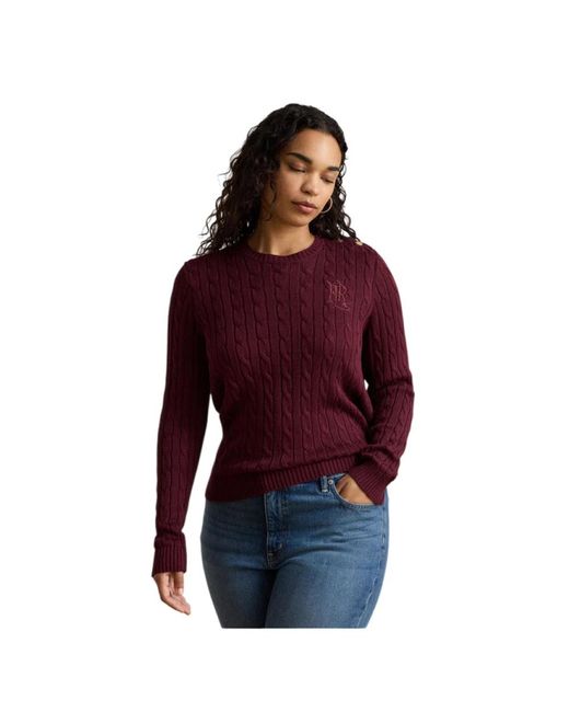 Ralph Lauren Pullover Met Kabelsteek in het Purple