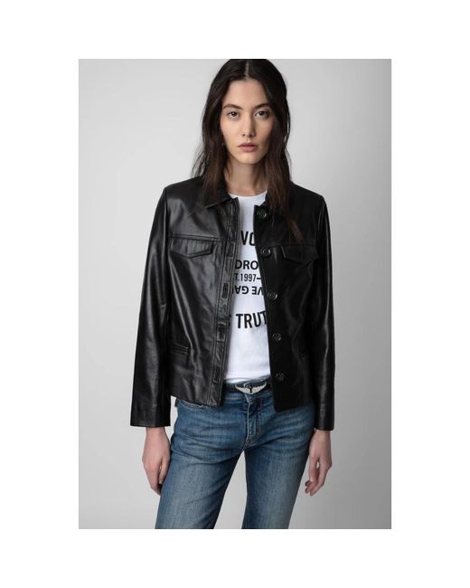 Zadig & Voltaire Leather Jackets in het Black