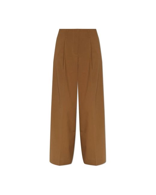 Lacoste Broeken ,Bruin ,Katoen Runway Wide Fit Wool Blend Pants in het Brown