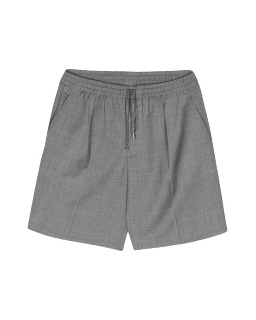 BRIGLIA Strukturierte woll-shorts mit elastischem bund und falten in Gray für Herren