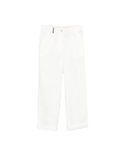 Peserico White Straight Trousers
