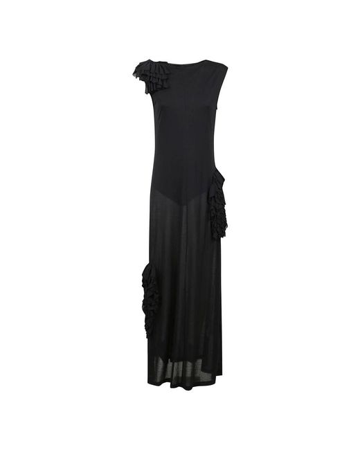 MSGM Black Schwarzes Langes Kleid