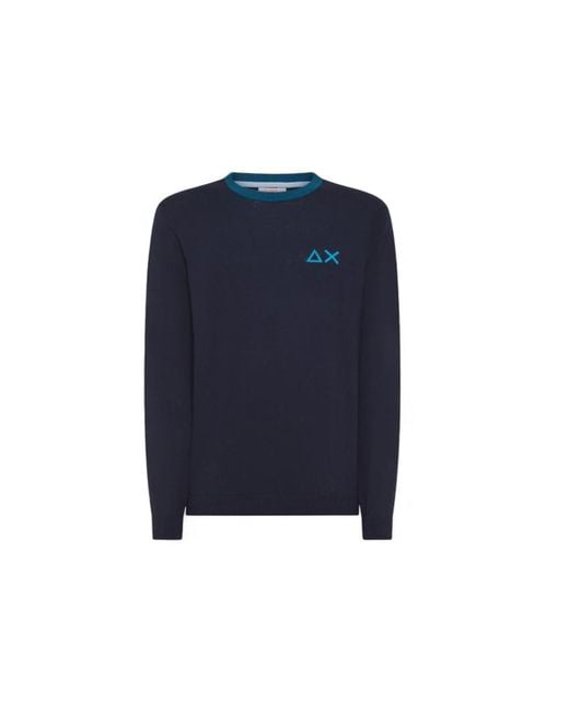 Sun 68 Blue Round-Neck Knitwear for men