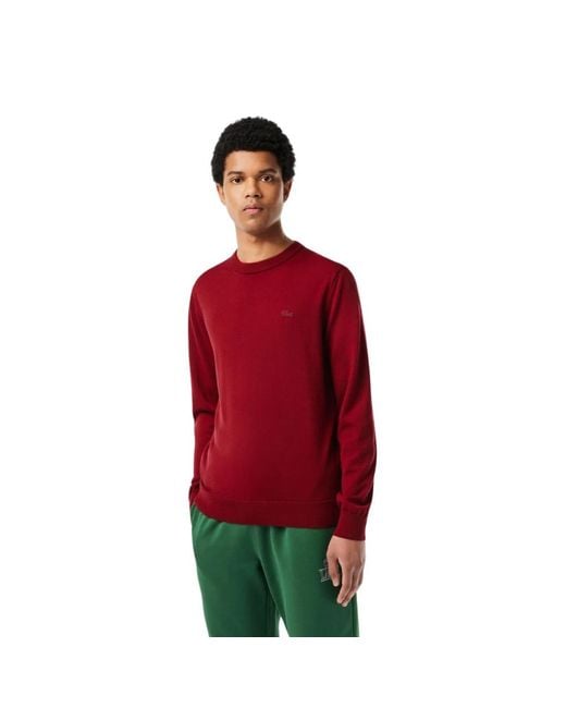 Lacoste Red Round-Neck Knitwear for men