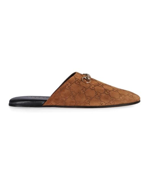 Gucci Schoenen ,Bruin ,Leer Mule Met Horsebit in het Brown