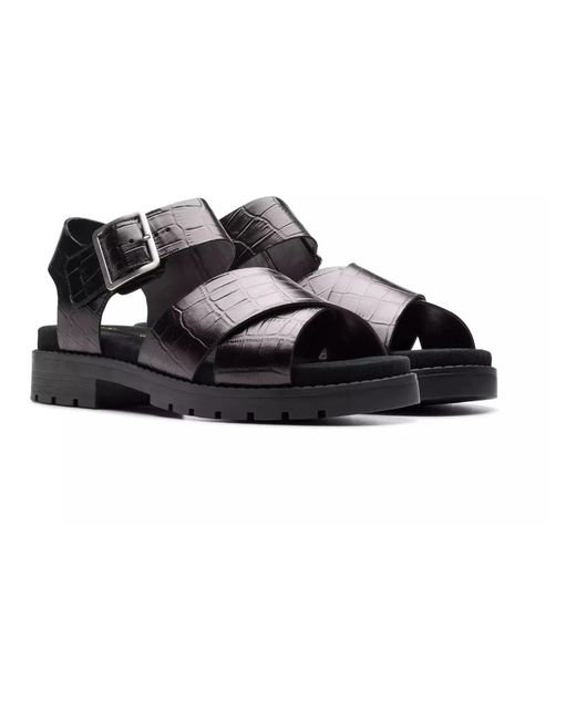 Clarks Schoenen ,Zwart ,Leer Zwarte Damessandaal in het Black