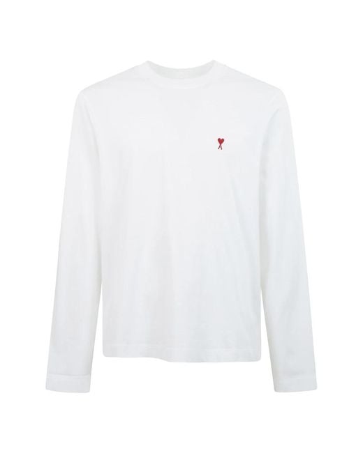AMI Ami De Coeur Long Sleeve T-Shirt in het White voor heren