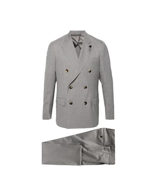 Lardini Double-Breasted Wollen Pak in het Gray voor heren