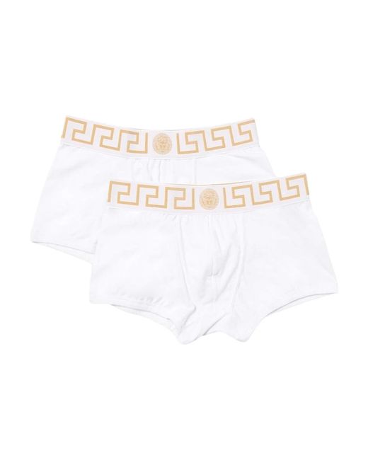 Versace Ondergoed ,Wit ,Katoen Luxe Katoenen Trunks Met Griekse Sleutel in het White voor heren