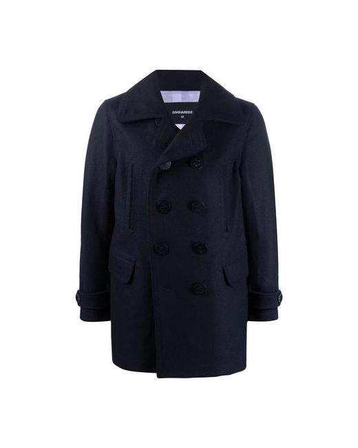 DSquared² Blue Double-Breasted Coats for men