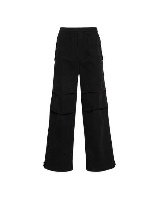 Pantaloni larghi in cotone nero ripstop di Represent in Black da Uomo