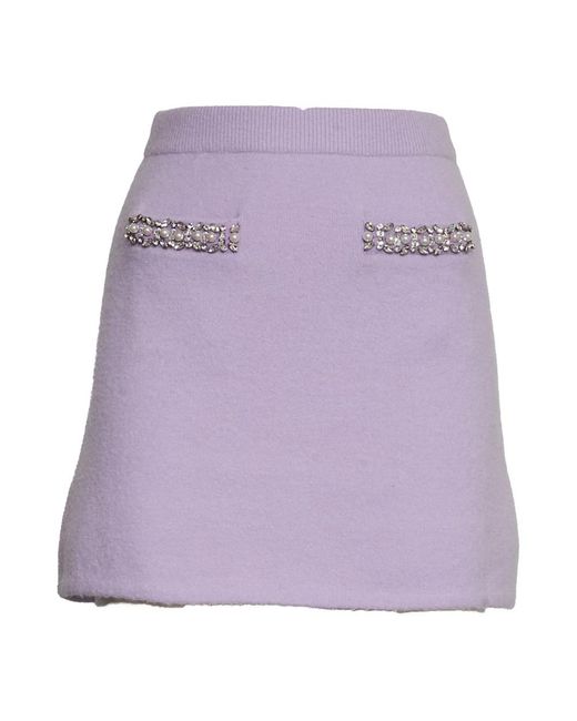 Self-Portrait Rokken ,Paars ,Lila Kristal Trim Gebreide Rok in het Purple