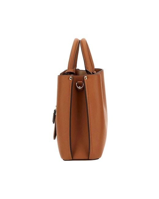 Guess Elegante Leren Handtas Met Gouden Details in het Brown