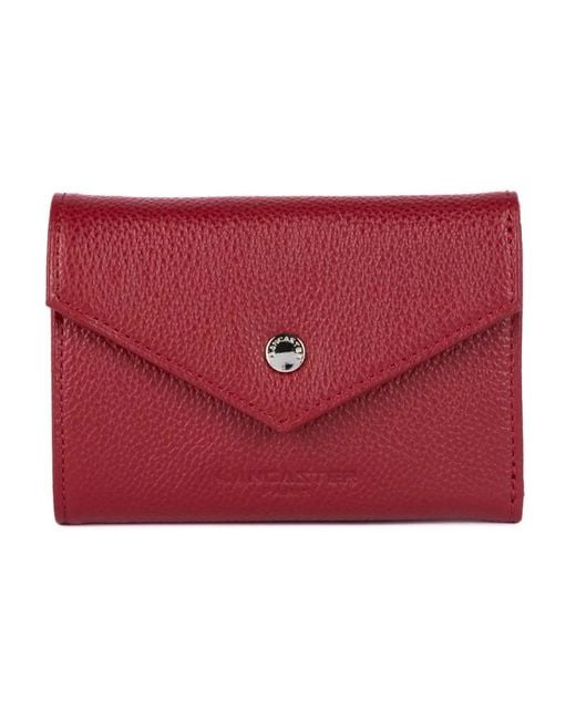 Lancaster Accessoires ,Rood ,Leer Leren Kaarthouder Met Drukknoopsluiting in het Red
