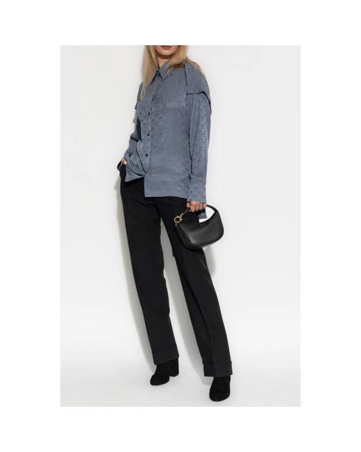 Ferragamo Overhemden ,Grijs ,Losvallend Overhemd Met Monogram in het Blue