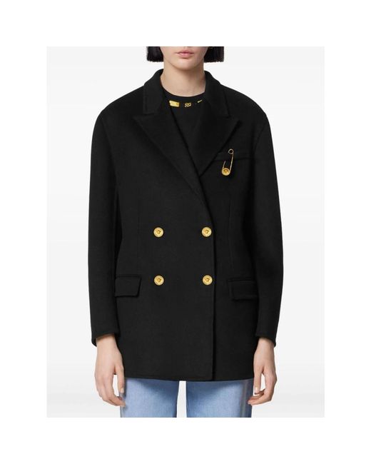 Versace Black Double-Breasted Coats