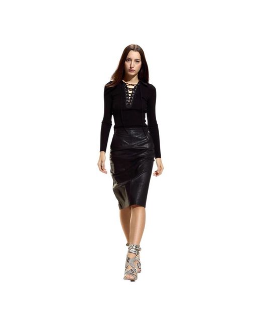 Leather Skirts Cynthia Rowley en coloris Black