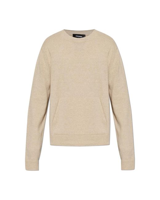 DSquared² Wollpullover Mit Tasche in Natural für Herren