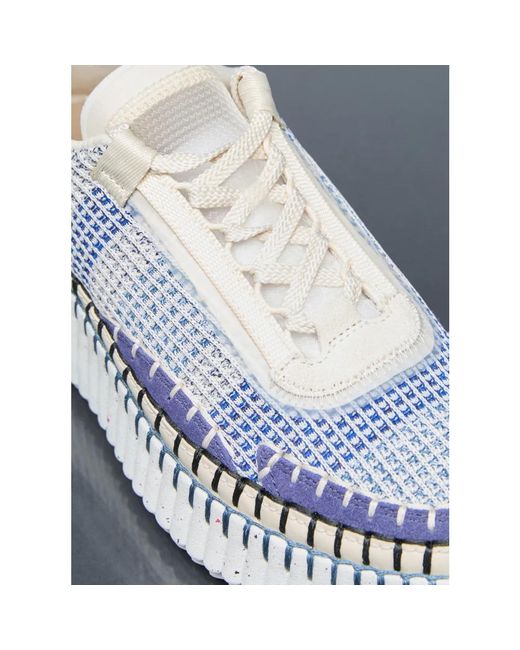 Chloé Blue Sneakers mit gewebten und wildleder-elementen