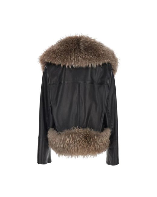 Blancha Leren En Shearling Jas in het Brown