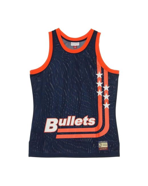 Mitchell & Ness Fitness ,Blauw ,Polyester Nba Team Heritage Basketball Tank Top in het Blue voor heren