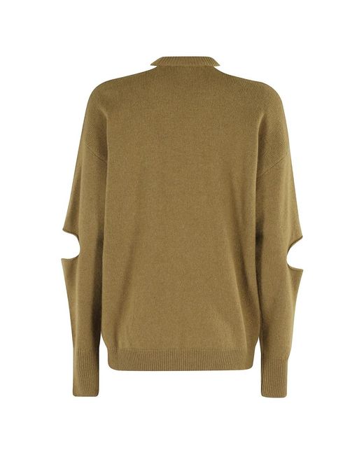 FEDERICA TOSI Green Schwarzer Cut Crew Neck Pullover