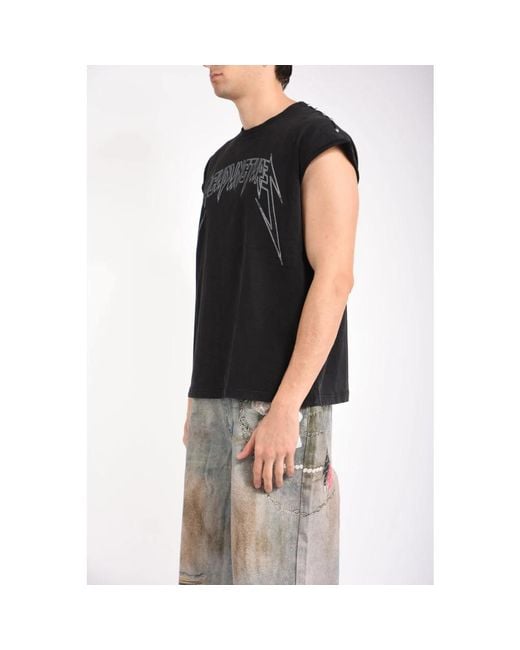 Acupuncture Black Sleeveless Tops for men