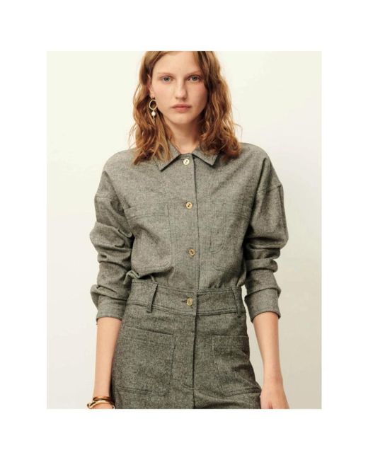Sessun Jassen ,Grijs ,Katoen Notteri Overshirt in het Gray