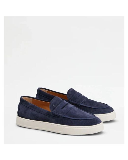 Tod's Wildleder mokassin mit handnaht in Blue für Herren
