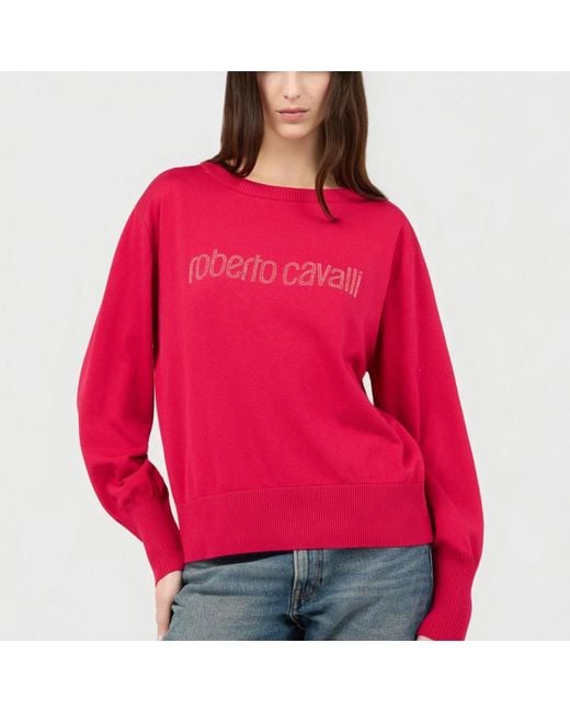 Roberto Cavalli Red Round-Neck Knitwear