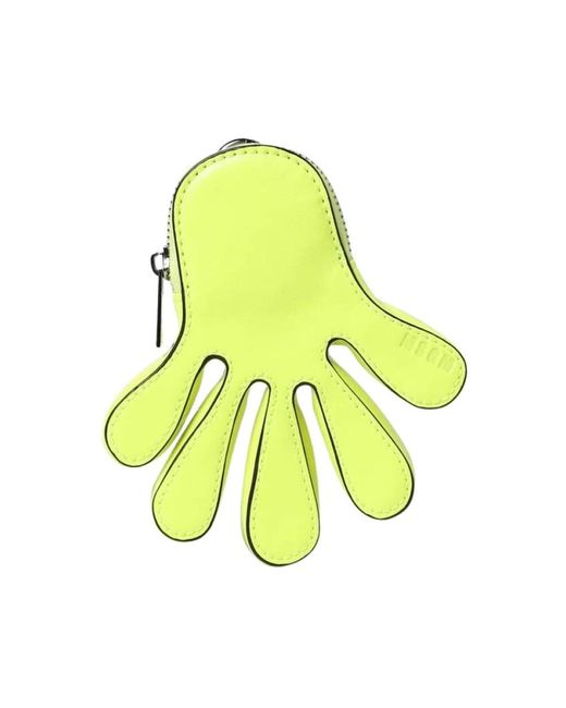 MSGM Accessoires ,Geel ,Leer Neon Gele Handvormige Portemonnee in het Yellow voor heren