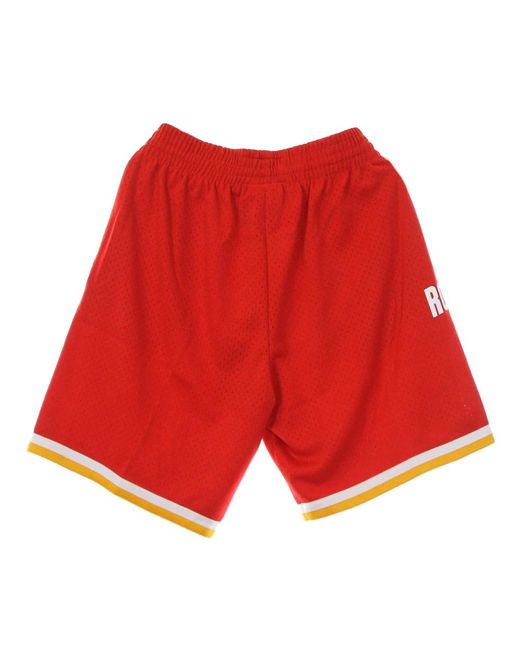 Mitchell & Ness Fitness ,Rood ,Polyester Houston Rockets Nba Swingman Basketball Shorts in het Red voor heren