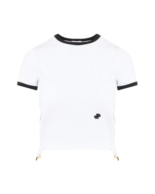 Patou White Ripp-t-shirt mit seitenschlaufe